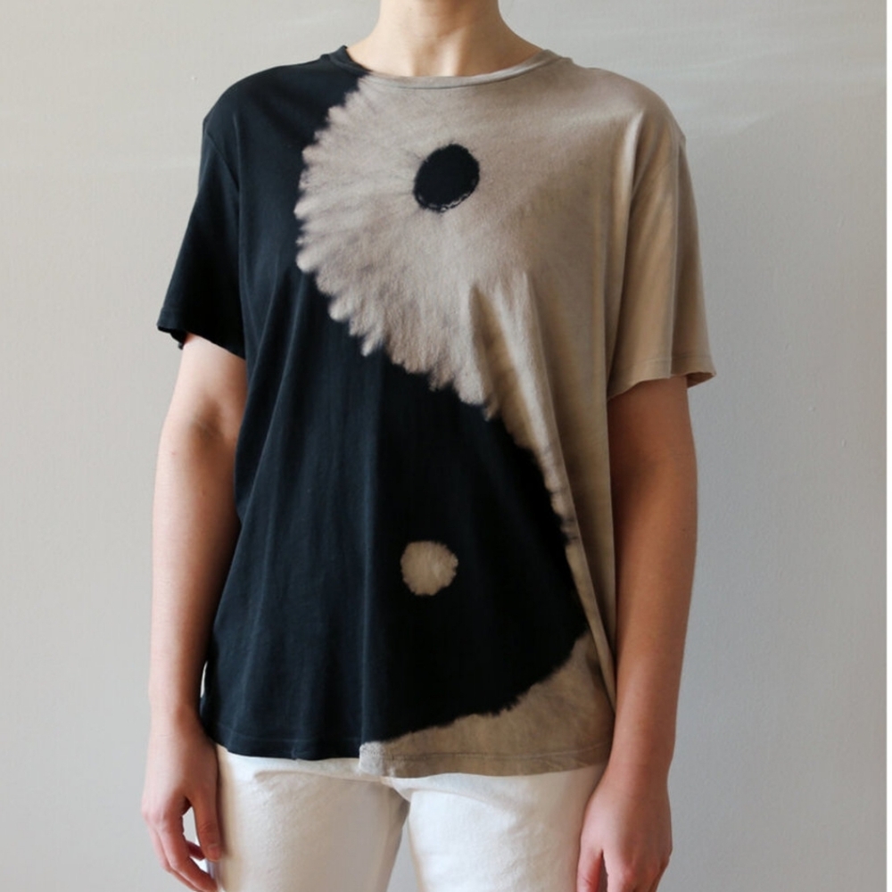 Raquel Allegra - Yin Yang Black and Cream Artistic Tee - Read For Sizing